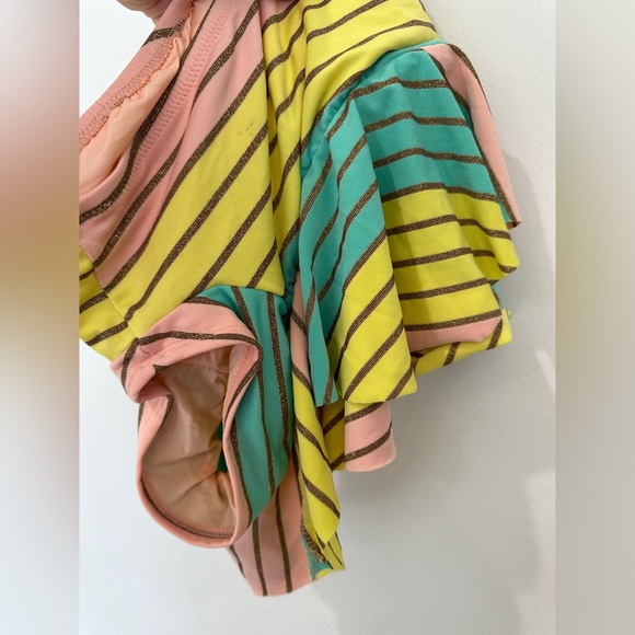 Trina Turk metallic stripe ruffle bikini top swim - Picture 9 of 11